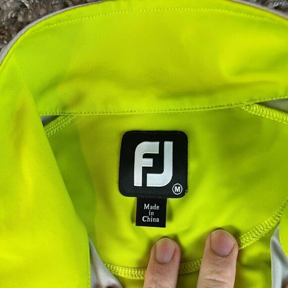 Footjoy Quarter Zip Sweater Mens Medium M Green Golf Stretch Performance Striped - Picture 4 of 12
